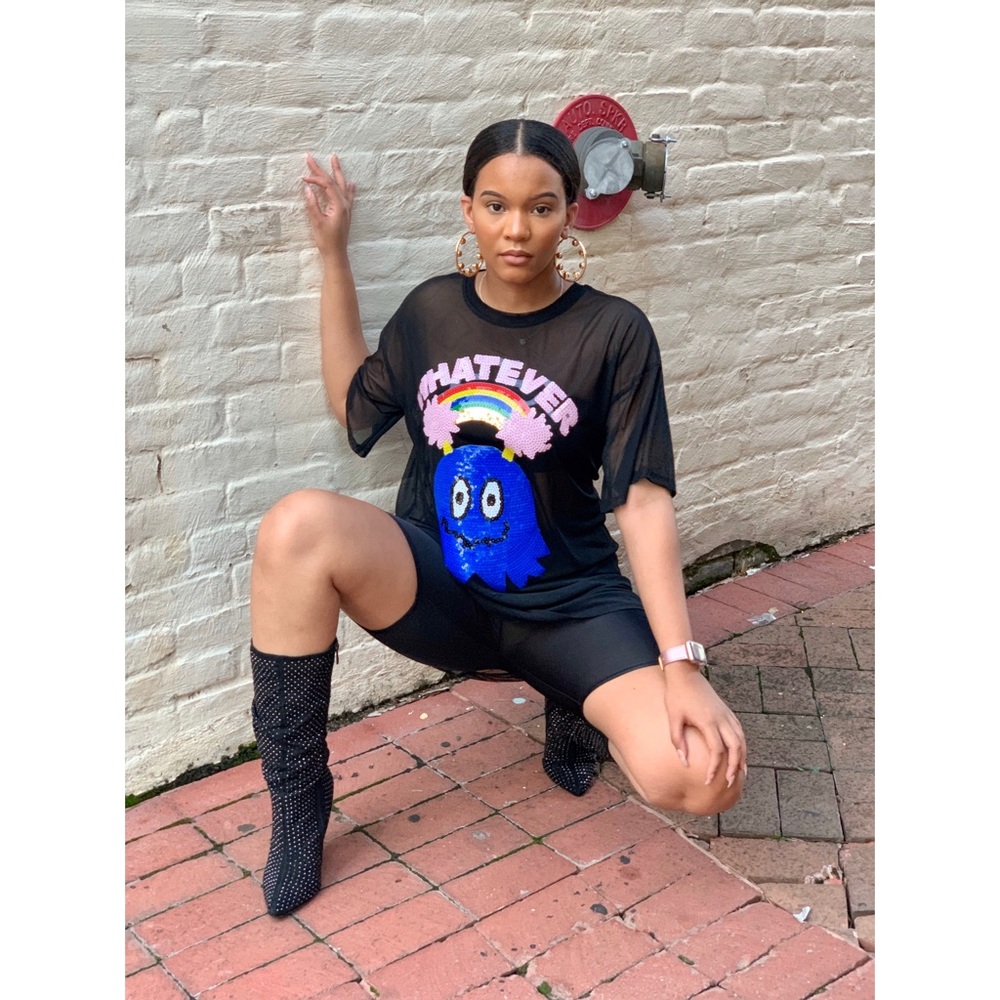 Brittany Over-sized Mesh Tee